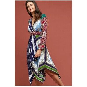 MOULINETTE SOEURS Istanbul Wrap Dress Size 2 Multicolor Festival Bohemian Anthro